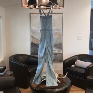 Light denim overalls